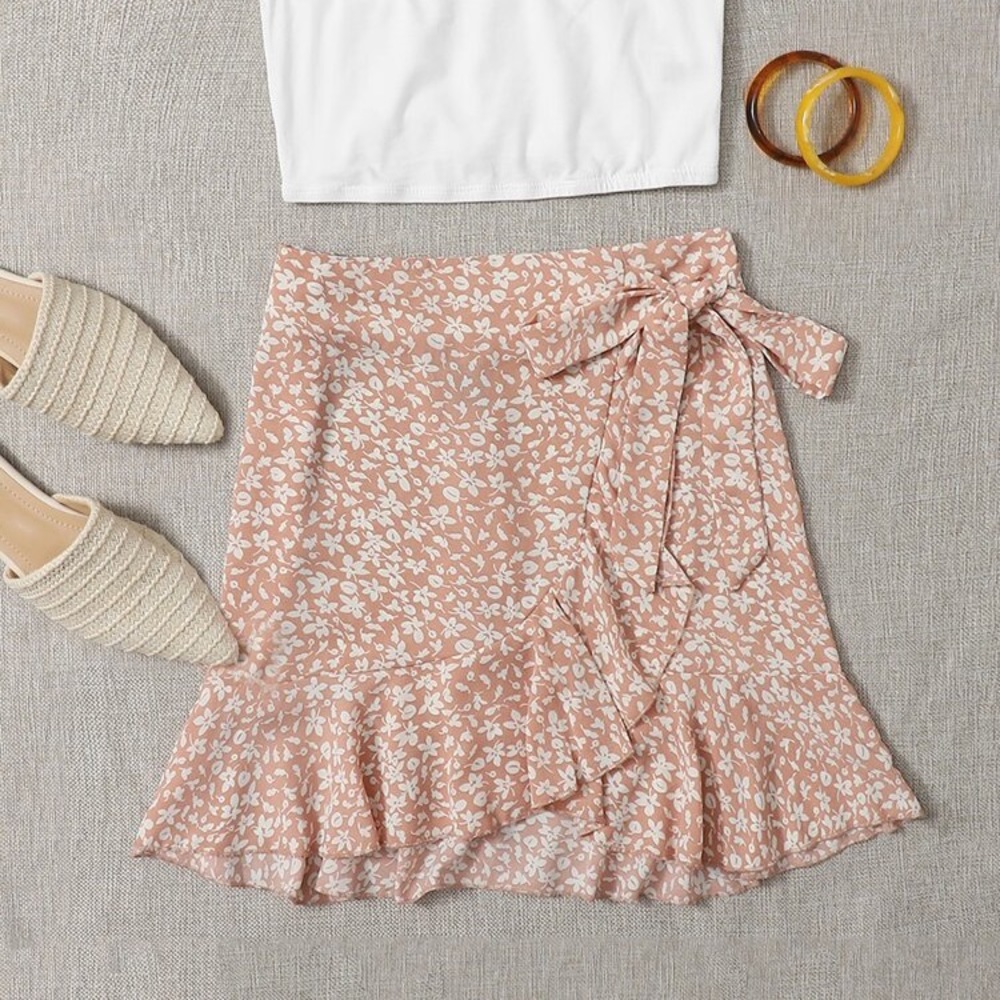 Floral ruffle skirt